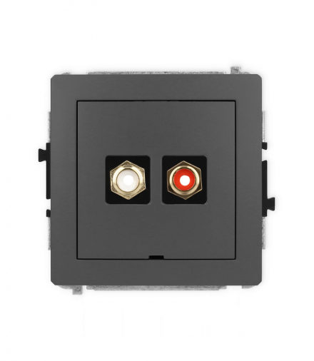 DECO Mechanizm gniazda podwójnego RCA, bez pola opisowego (typu cinch - biały i czerwony, pozłacany) Karlik 28DGRCABO-2