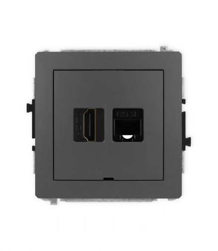 DECO Mechanizm gniazda pojedynczego HDMI 2.0 + gniazda komp. poj. 1xRJ45, kat. 5e, 8-stykowy, bez pola opisowego Karlik 28DGHKBO