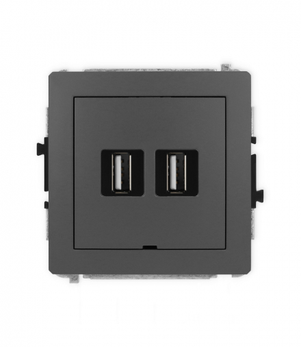 DECO Mechanizm gniazda podwójnego 2xUSB A-A 2.0, bez pola opisowego Karlik 28DGUSBBO-2