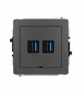DECO Mechanizm gniazda podwójnego 2xUSB A-A 3.0, bez pola opisowego Karlik 28DGUSBBO-6