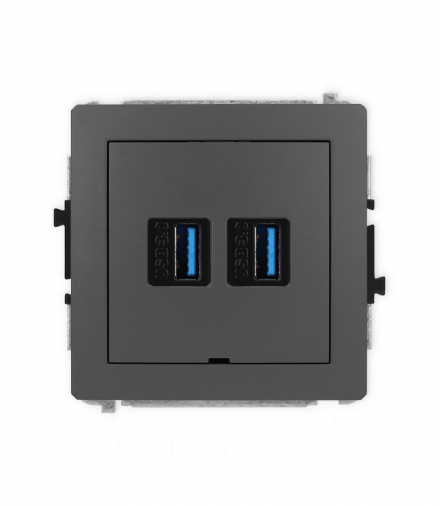 DECO Mechanizm gniazda podwójnego 2xUSB A-A 3.0, bez pola opisowego Karlik 28DGUSBBO-6