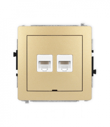 DECO Mechanizm gniazda komputerowego podwójnego 2xRJ45, kat. 5e, 8-stykowy, bez pola opisowego Karlik 29DGKBO-2