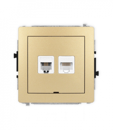 DECO Mechanizm gniazda telefonicznego 1xRJ11 i komputerowego 1xRJ45, kat. 5e, beznarzędziowe, bez pola opisowego Karlik 29DGTKBO