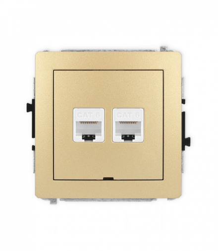 DECO Mechanizm gniazda komputerowego podwójnego 2xRJ45, kat. 6, 8-stykowy, bez pola opisowego Karlik 29DGKBO-4