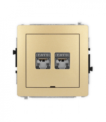 DECO Mechanizm gniazda komputerowego podwójnego 2xRJ45, kat. 6, ekranowane, 8-stykowy, bez pola opisowego Karlik 29DGKBO-6