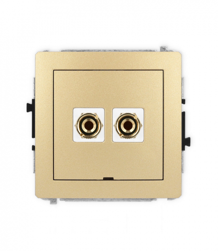 DECO Mechanizm gniazda głośnikowego 1x, bez opisu, bananowe, czerwony i czarny, pozłacany, 4 mm2, do lutowania Karlik 29DGGBO-3