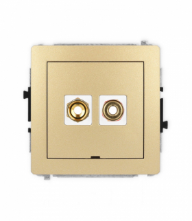 DECO Mechanizm gniazda głośnikowego 1x, bez opisu, bananowe, czerwony i czarny, pozłacany, 4 mm2, skręcany Karlik 29DGGBO-4