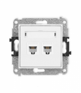 MINI Mechanizm gniazda telefonicznego podwójnego 2xRJ11, 4-stykowy, beznarzędziowe, bez pola opisowego Karlik MGTBO-2