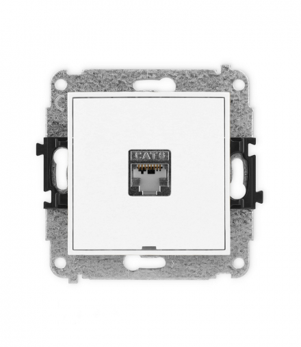 MINI Mechanizm gniazda komputerowego pojedynczego 1xRJ45, kat. 6, ekranowane, 8-stykowy, bez pola opisowego Karlik MGKBO-5