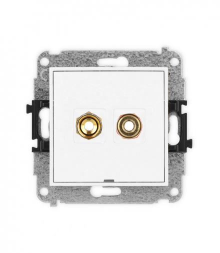 MINI Mechanizm gniazda głośnikowego 1x, bez opisu, bananowe, czerwony i czarny, pozłacany, 4 mm2, skręcany Karlik MGGBO-4