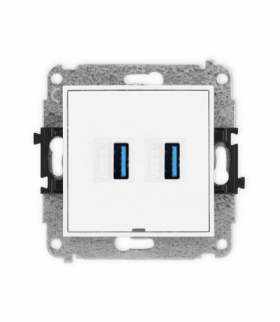 MINI Mechanizm gniazda podwójnego 2xUSB A-A 3.0, bez pola opisowego Karlik MGUSBBO-6