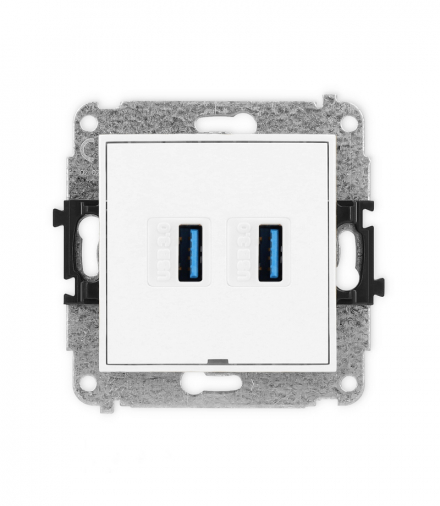 MINI Mechanizm gniazda podwójnego 2xUSB A-A 3.0, bez pola opisowego Karlik MGUSBBO-6