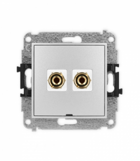 MINI Mechanizm gniazda głośnikowego 1x, bez opisu, bananowe, czerwony i czarny, pozłacany, 4 mm2, do lutowania Karlik 7MGGBO-3