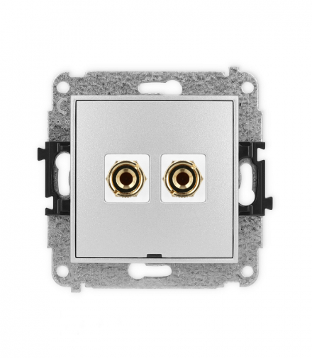 MINI Mechanizm gniazda głośnikowego 1x, bez opisu, bananowe, czerwony i czarny, pozłacany, 4 mm2, do lutowania Karlik 7MGGBO-3