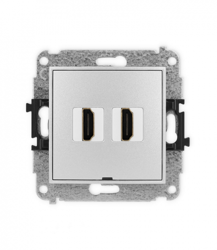MINI Mechanizm gniazda podwójnego HDMI 2.0, bez pola opisowego Karlik 7MHDMIBO-4