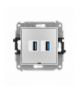 MINI Mechanizm gniazda podwójnego 2xUSB A-A 3.0, bez pola opisowego Karlik 7MGUSBBO-6