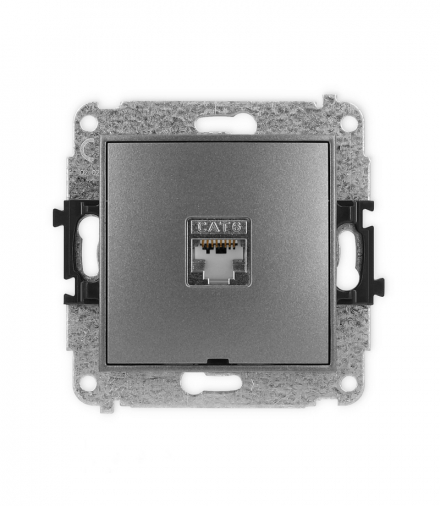 MINI Mechanizm gniazda komputerowego pojedynczego 1xRJ45, kat. 5e, ekranowane, 8-stykowy, bez pola opisowego Karlik 11MGKBO-1e