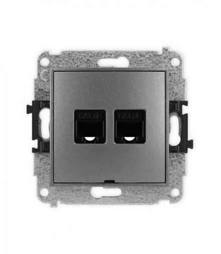 MINI Mechanizm gniazda komputerowego podwójnego 2xRJ45, kat. 5e, 8-stykowy, bez pola opisowego Karlik 11MGKBO-2