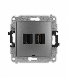 MINI Mechanizm gniazda podwójnego HDMI 2.0, bez pola opisowego Karlik 11MHDMIBO-4