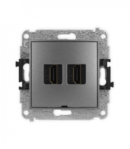 MINI Mechanizm gniazda podwójnego HDMI 2.0, bez pola opisowego Karlik 11MHDMIBO-4