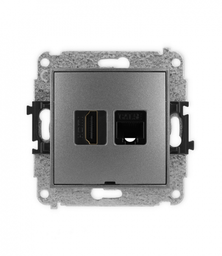 MINI Mechanizm gniazda pojedynczego HDMI 2.0 + gniazda komp. poj. 1xRJ45, kat. 5e, 8-stykowy, bez pola opisowego Karlik 11MGHKBO
