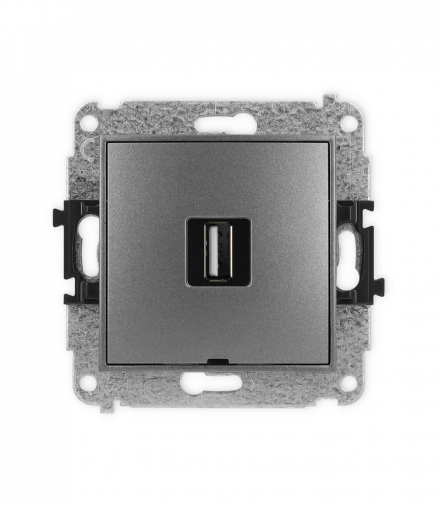 MINI Mechanizm gniazda pojedynczego USB A-A 2.0, bez pola opisowego Karlik 11MGUSBBO-1