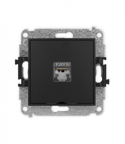 MINI Mechanizm gniazda komputerowego pojedynczego 1xRJ45, kat. 5e, ekranowane, 8-stykowy, bez pola opisowego Karlik 12MGKBO-1e