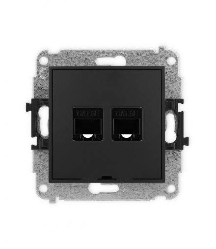 MINI Mechanizm gniazda komputerowego podwójnego 2xRJ45, kat. 5e, 8-stykowy, bez pola opisowego Karlik 12MGKBO-2