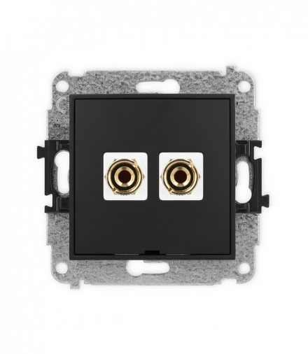 MINI Mechanizm gniazda głośnikowego 1x, bez opisu, bananowe, czerwony i czarny, pozłacany, 4 mm2, do lutowania Karlik 12MGGBO-3