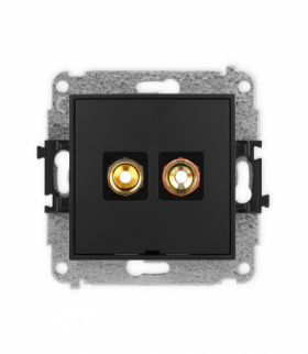 MINI Mechanizm gniazda głośnikowego 1x, bez opisu, bananowe, czerwony i czarny, pozłacany, 4 mm2, skręcany Karlik 12MGGBO-4