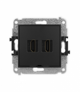 MINI Mechanizm gniazda podwójnego HDMI 2.0, bez pola opisowego Karlik 12MHDMIBO-4