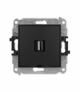 MINI Mechanizm gniazda pojedynczego USB A-A 2.0, bez pola opisowego Karlik 12MGUSBBO-1