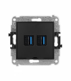 MINI Mechanizm gniazda podwójnego 2xUSB A-A 3.0, bez pola opisowego Karlik 12MGUSBBO-6