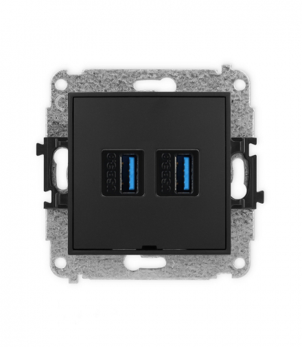 MINI Mechanizm gniazda podwójnego 2xUSB A-A 3.0, bez pola opisowego Karlik 12MGUSBBO-6
