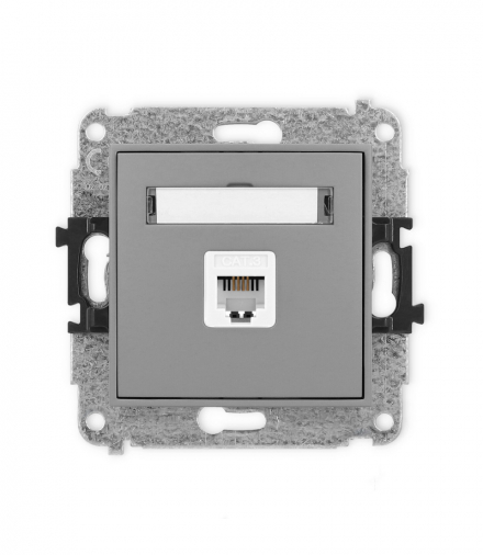 MINI Mechanizm gniazda telefonicznego pojedynczego 1xRJ11, 4-stykowy, beznarzędziowe, bez pola opisowego Karlik 27MGTBO-1
