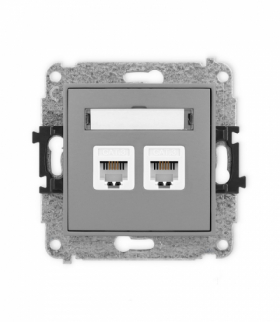 MINI Mechanizm gniazda telefonicznego podwójnego 2xRJ11, 4-stykowy, beznarzędziowe, bez pola opisowego Karlik 27MGTBO-2