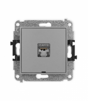 MINI Mechanizm gniazda komputerowego pojedynczego 1xRJ45, kat. 5e, ekranowane, 8-stykowy, bez pola opisowego Karlik 27MGKBO-1e