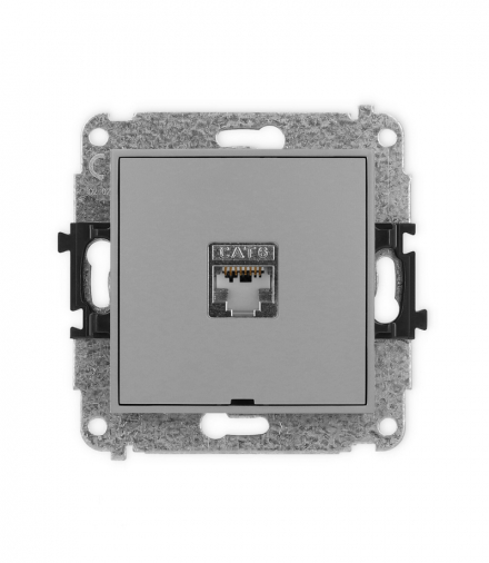 MINI Mechanizm gniazda komputerowego pojedynczego 1xRJ45, kat. 6, ekranowane, 8-stykowy, bez pola opisowego Karlik 27MGKBO-5