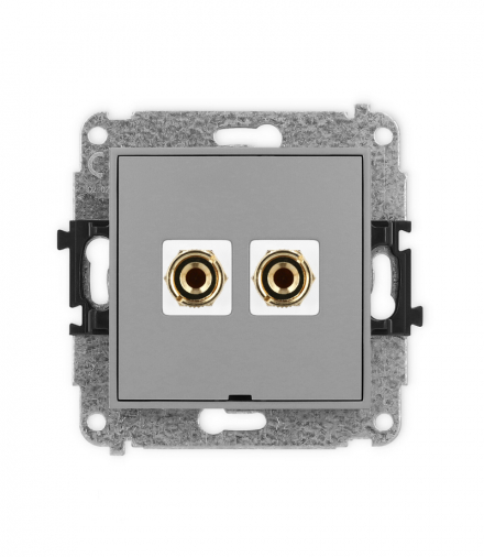 MINI Mechanizm gniazda głośnikowego 1x, bez opisu, bananowe, czerwony i czarny, pozłacany, 4 mm2, do lutowania Karlik 27MGGBO-3