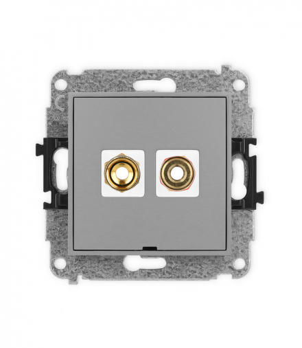 MINI Mechanizm gniazda głośnikowego 1x, bez opisu, bananowe, czerwony i czarny, pozłacany, 4 mm2, skręcany Karlik 27MGGBO-4