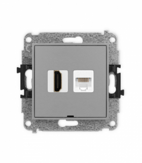 MINI Mechanizm gniazda pojedynczego HDMI 2.0 + gniazda komp. poj. 1xRJ45, kat. 5e, 8-stykowy, bez pola opisowego Karlik 27MGHKBO