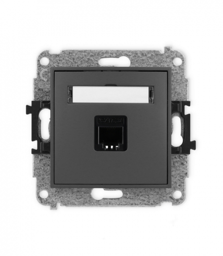 MINI Mechanizm gniazda telefonicznego pojedynczego 1xRJ11, 4-stykowy, beznarzędziowe, bez pola opisowego Karlik 28MGTBO-1