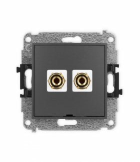 MINI Mechanizm gniazda głośnikowego 1x, bez opisu, bananowe, czerwony i czarny, pozłacany, 4 mm2, do lutowania Karlik 28MGGBO-3