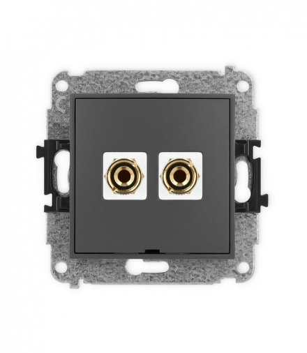 MINI Mechanizm gniazda głośnikowego 1x, bez opisu, bananowe, czerwony i czarny, pozłacany, 4 mm2, do lutowania Karlik 28MGGBO-3