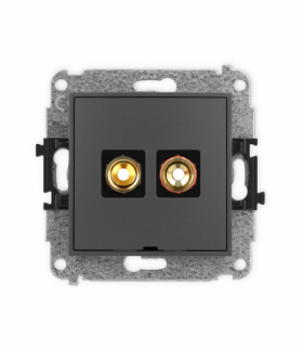 MINI Mechanizm gniazda głośnikowego 1x, bez opisu, bananowe, czerwony i czarny, pozłacany, 4 mm2, skręcany Karlik 28MGGBO-4