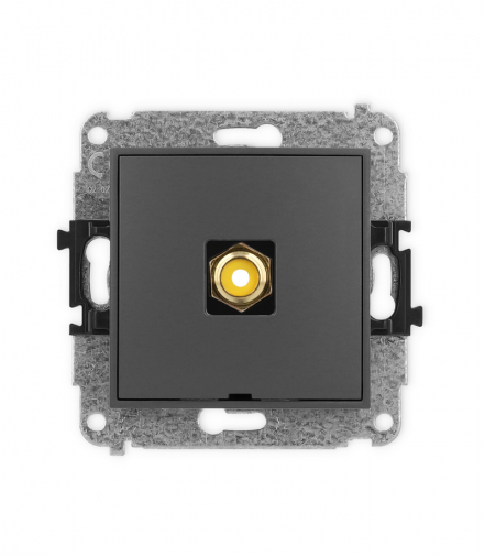 MINI Mechanizm gniazda pojedynczego RCA, bez pola opisowego (typu cinch - żółty, pozłacany) Karlik 28MGRCABO-1