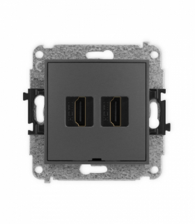 MINI Mechanizm gniazda podwójnego HDMI 2.0, bez pola opisowego Karlik 28MHDMIBO-4