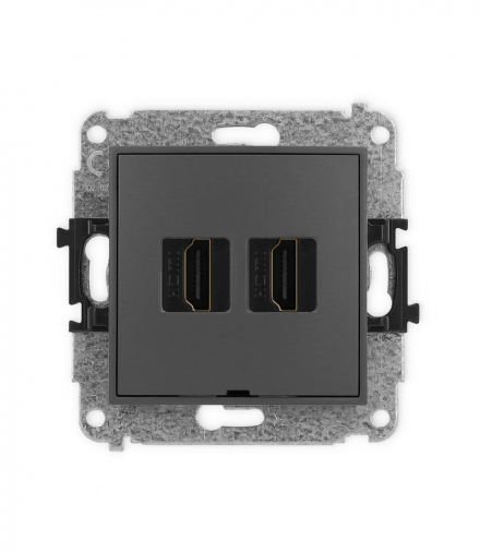 MINI Mechanizm gniazda podwójnego HDMI 2.0, bez pola opisowego Karlik 28MHDMIBO-4
