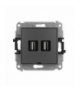 MINI Mechanizm gniazda podwójnego 2xUSB A-A 2.0, bez pola opisowego Karlik 28MGUSBBO-2