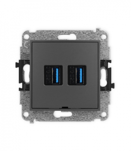 MINI Mechanizm gniazda podwójnego 2xUSB A-A 3.0, bez pola opisowego Karlik 28MGUSBBO-6